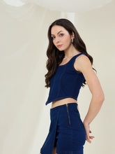 Women's Black Denim Corset Style Crop Top